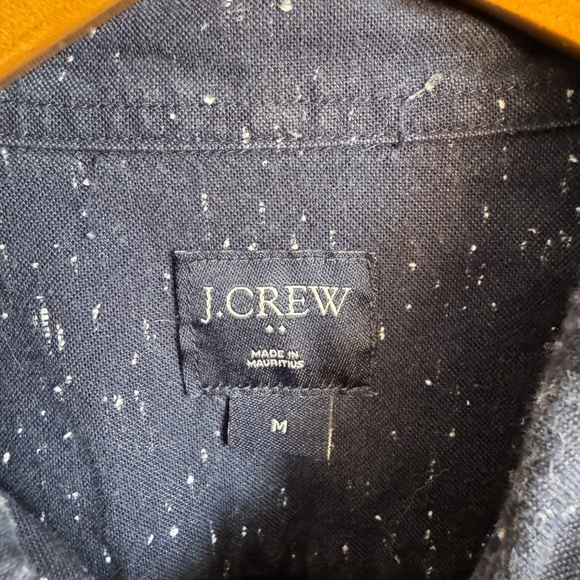 J. Crew Factory Men's M Slim Marled Cotton Button Down Shirt Navy Preppy Office - Picture 2 of 14